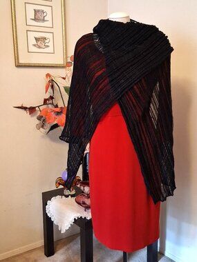 NWOT 360 Sweater Vintage Long Classic Luxury Black Warm Scarf